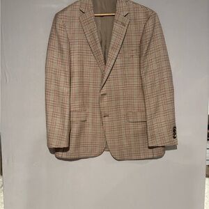 Hart Schaffner Marx Beige Checkered Blazer 44R USA
